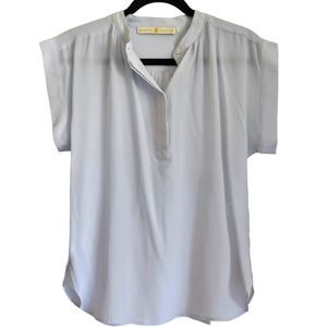 Marie Oliver Women's Silk Blouse Top Light Blue Size XS Short Sleeve